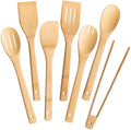 Eisinly 7-Piece Wooden Cooking Spoons, Polished Bamboo Utensil Set