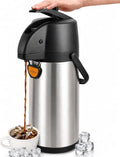 TOMAKEIT Airpot Coffee Dispenser Thermal with Pump,3L/102 Oz Insulated Stainless Steel Large Airpot Coffee Carafe Lever Action for Hot/Cold Water,Thermal Carafe for Hot Cocoa for Parties