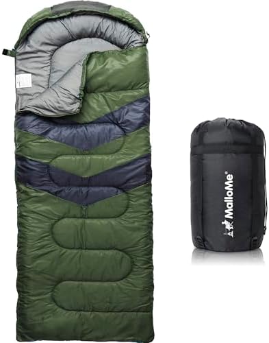 MalloMe Sleeping Bags for Adults Cold Weather & Warm - Backpacking Camping Sleeping Bag for Kids 10-12, Girls, Boys - Lightweight Compact Camping Essentials Gear Accessories Hiking Sleep Must Haves