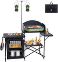 Nice C Camping Kitchen Table Station, Portable Folding Grill Table (Black)