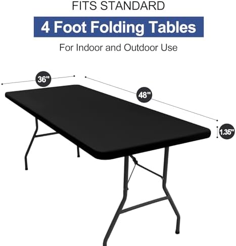 homing Rectangle Table Cloth Cover 4 Foot Black Elastic Fitted Tablecloth