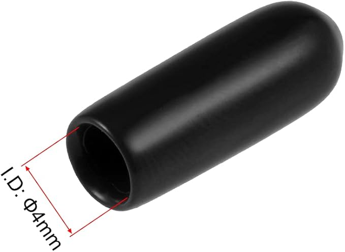 uxcell 20pcs Rubber End Caps 4mm ID Vinyl Round Tube Bolt Cap Cover Thread Protectors Black