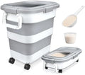 Komzon Rice Storage Container 10-40 lb, 25 lb Pet Dog Food Storage Container, Collapsible Airtight Rice Container,Rice Dispenser Bin with Cup and Scoop for Flour Cereal Pasta Grain, Cat Bird Food