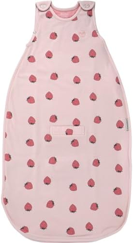 Woolino 4 Season Ultimate Baby Sleep Sack, Merino Wool Baby Sleeping Bag, Organic Cotton Outer, Adjustable 2-24 Months Size Fits Infants & Toddlers - Strawberry