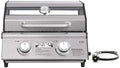 Portable Propane Gas Grill 2-Burner Tabletop Clearview® Monument Grills for Outdoor Camping Cooking, Two 15,000 BTU Burners, Stainless Steel, and Built-in Thermometer