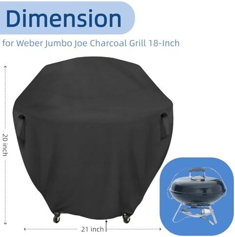 Mini Tabletop Gas Grill Cover for Weber Jumbo Joe Charcoal Grill 18‑Inch