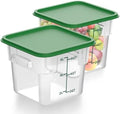 FoldTier 2 Pieces Square Food Storage Containers Polycarbonate Clear Food Container with Lid Commercial Food Storage with Graduations for Commercial Kitchen Dough Marinating Meat(Green, 6 Qt)