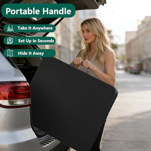 6FT Folding Table, Heavy Duty Plastic Fold-in-Half Utility Table with Handle, Portable Camping Picnic Table with Steel Legs for Indoor Outdoor Party, Dining, Black,2 Pack