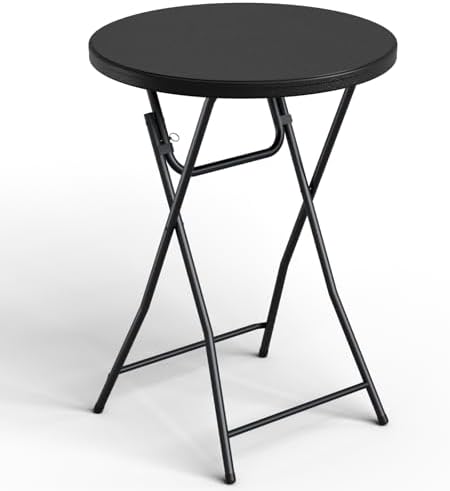 Folding Table, 32 Inch Foldable Cocktail Bar, High Top Round Folding Tables No Assembly, Portable Bistro & Commercial Furniture for Wedding, Banquet, Party, Indoor Outdoor Use