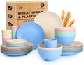 40 PCS Wheat Straw Dinnerware Sets for 8, Dish Sets for 8(Colorful)
