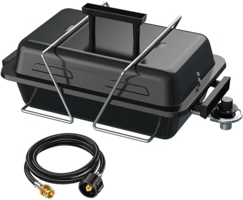 BESTFIRE Portable Propane Gas Grill - 2-in-1 Valve for 20lb Tank & 1lb Cylinder, 165 sq.in Cooking Area, Foldable Legs, Adjustable Regulator, Outdoor Camping BBQ Grill for Patio Backyard RV