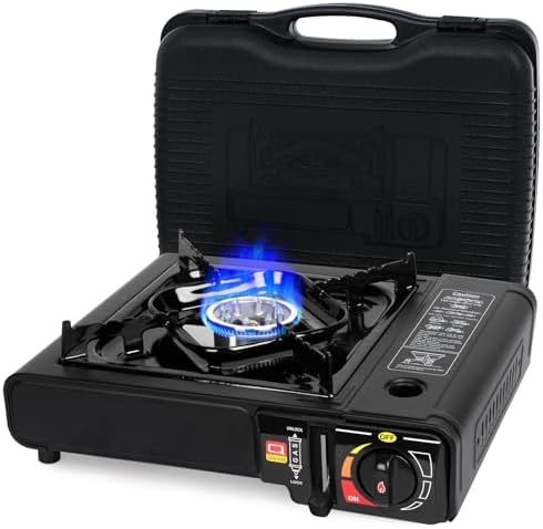 SHINESTAR Portable Butane Camping Stove with Carrying Case, 7800 BTUs