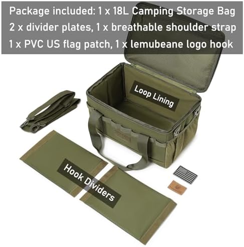 Tactical Camping Storage Bag 18L Utility Tote Bag Camp Kitchen and Trunk Organizer (Army Green)
