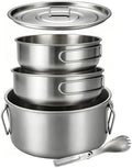 BY-J Titanium Camping Cookware 2200ml+1200ml+700ml Titanium Pot with Lid and Stainless steel spatula, Compact Backpacking and Travel Kitchenware for Camping, Hiking and Fishing