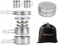 BeGrit Stainless Steel Camping Cookware Pot and Pan Set for Backpacking
