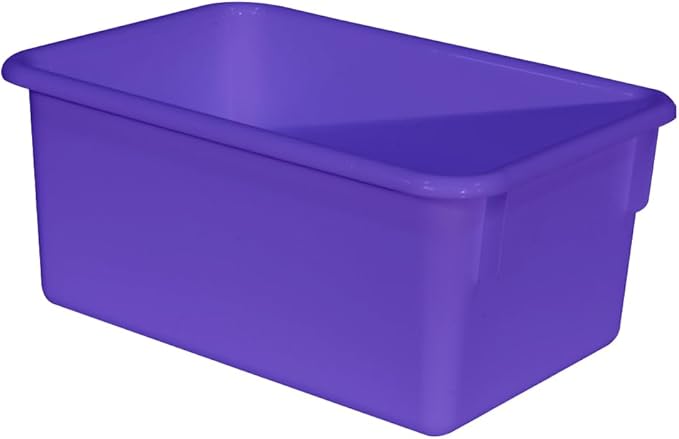 Wood Designs Cubby Storage Bin, Heavy Duty Plastic Containers for Kids Purple Cubby Tray Set of 10