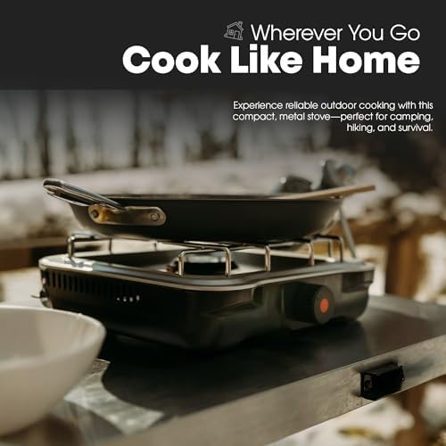 GasOne Single Propane Burner Camp Stove – 10,000BTU Portable Stove Propane Grill in Midnight Blue with Removable Cooking Grid – Large Easy to Use Knob – Carry Case Included