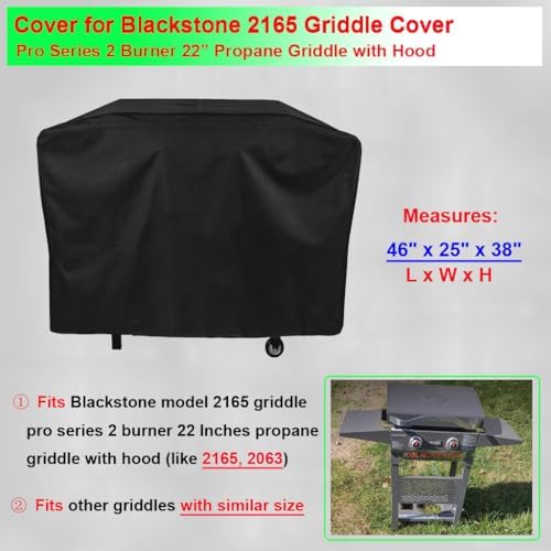Griddle Cover for Blackstone Model 2165 Pro Series 2 Burner 22 Inch Griddle with Hood, 600D Heavy Duty Waterproof Flat Grill Cover for Blackstone 2165 Griddle Cover Replacement