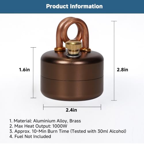 UJU Alcohol Stove Set, Portable Alcohol Burner with Windscreen, Storage Bag & 2 Empty Bottles, Wind‑Resistant Outdoor Cooking Stove for Backpacking, Hiking & Camping, Brown, Round Bottom