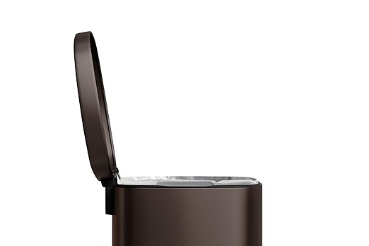 Garvee 13 Gal (50L) and 2.6 Gal (10L) Metal Trash Can Combo Set, Rustproof Garbage Can with Lid, Step-on Trash Bin with Inner Bucket, Rear Handle, Brown