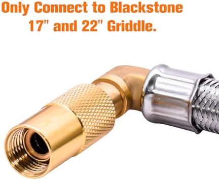 ABYDA 6 FT Propane Adapter Hose with Regulator, Elbow Adapter for Blackstone 17 inch and 22 inch Table Top Griddle, Replacement Parts Connect to Large Propane Tank
