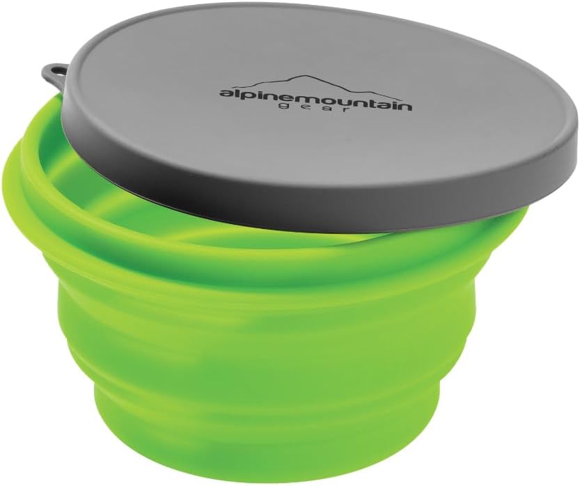 Collapsible Silicone Bowl with Lid for Camping and Backpacking - Camping Dishware Gear Essentials in Small/Medium/Large (Made by Caddis Sports) (Medium (Green))