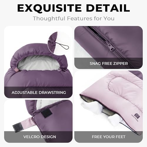 Ultralight Warm Weather Sleeping Bag - Portable, Waterproof, Compact Lightweight, Comfort with Compression Sack - Great for Outdoor Camping, Backpacking & Hiking