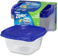 Ziploc Food Storage Meal Prep Containers Reusable for Kitchen Organization, Smart Snap Technology, Dishwasher Safe, Deep Square, 3 Count