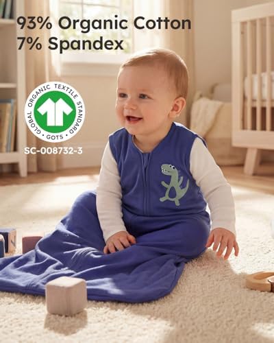 Yoofoss Baby Sleep Sack 0-6 Month 0.5TOG 100% Organic Cotton 2-Way Zipper