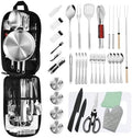 Essential Camping Utensils Set Stainless Steel Camping Mess Kit Portable Outdoor Cookware Cutlery Set Essential Travel Survival Tools for Campers