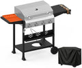 4 Burner Propane Gas Grill, 48000 BTU BBQ Grill with Lid & Wheels