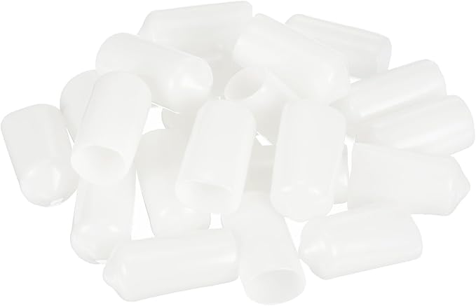uxcell 20pcs Rubber End Caps 10.5mm ID Vinyl Round Tube Bolt Cap Cover Thread Protectors White