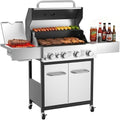 Veralune 4 Burner Gas Grill with 1 Infrared Side Burner & Steel Grates