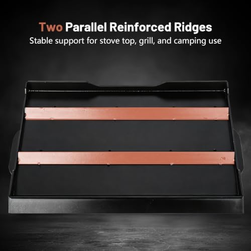 Upgraded 19"x13" Ceramic Coated Cast Iron Griddle, 2.56" High Sidewalls, Portable Natural Nonstick Flat Top with Dual Handles, Universal for Gas Grill & Camping Stove
