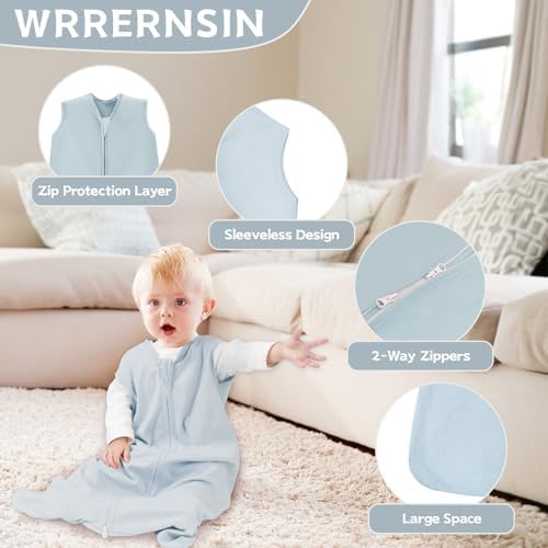 Baby Sleep Sack 0-6 Months, 100% Cotton Wearable Blanket, 0.5 Tog, 3 Pack