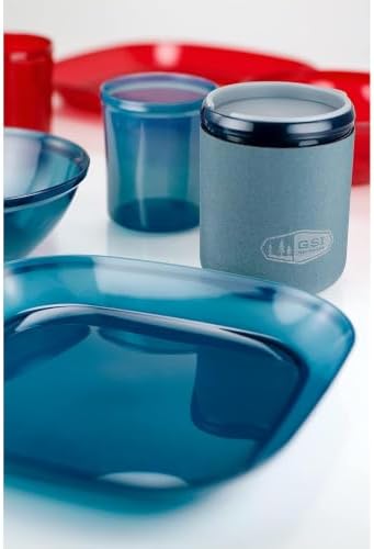 GSI Outdoors - Infinity 4 Person Deluxe Nesting Table Set Multicolor Durable, Break Resistant Plates, Bowls, Mugs and Cups