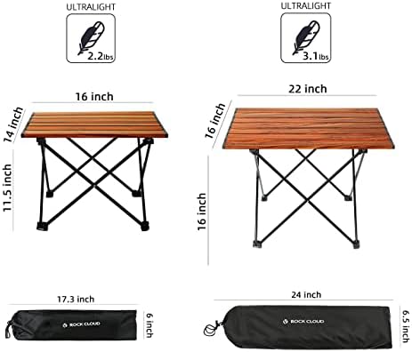 ROCK CLOUD Portable Camping Table Ultralight Aluminum Camp Table Folding Beach Table for Camping Hiking Backpacking Outdoor Picnic, Size M