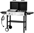 ROVSUN Dual Fuel Propane Gas Grill & Charcoal Grill Combo, 12000 BTU Freestanding Flat Top Griddle & Charcoal BBQ Grill with Ignition, Lids & Portable Cart for Outdoor Backyard Cooking Barbecue