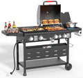 LAUDLIFE 5-Burner Propane Grill Griddle Combo with Side Burner