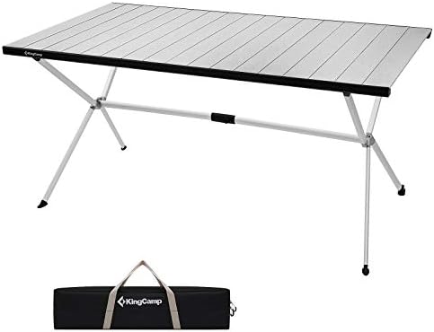 KingCamp 57.4" Oversized Folding Camping Table, Aluminum Roll Up Table