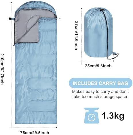 Tudomro 2 Pcs Camping Sleeping Bag for Adults Lightweight Packable Waterproof Camping Gear Equipment to Keep Warm for Outdoor Backpacking Hiking Travel
