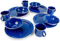 GSI Outdoors Pioneer Enamel 12 Pieces (4-Person) Dish Set I Enamelware Dishes Including Plates, Bowls and Mugs for Camping, Outdoors, RV, Camp, Blue