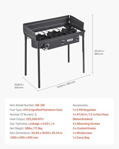 VEVOR Outdoor Propane Gas Stove, Propane LPG Gas Camping Stove,