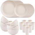 Supernal 32Pcs Beige Wheat Straw Dinnerware Set for 8, Unbreakable Dishes