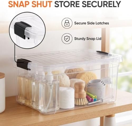 Superio 11 Quart Clear Plastic Storage Boxes with Lids, Stackable Organizer Containers, BPA-Free Storage Bins for Home, Office, School & Dorm, 3 Pack