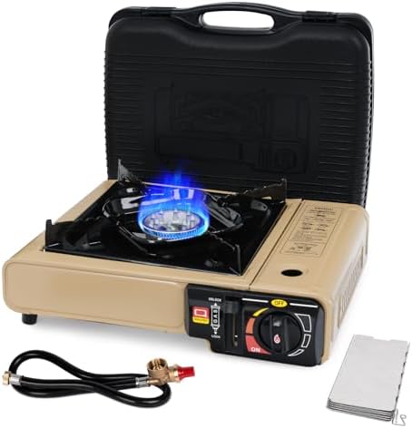 SHINESTAR 7800 BTUs Portable Butane or Propane Camping Stove, Wind Guard
