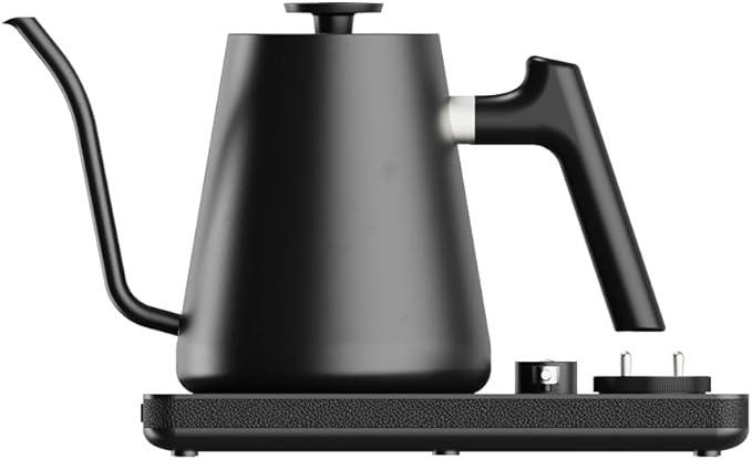 Lafeeca DJ Electric Gooseneck Kettle - Pour Over Coffee & Tea - Turntable Design - Water Boiler - Quick Heating & Temperature Control - Black