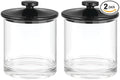 mDesign Small Modern Apothecary Storage Organizer Canister Jars - Acrylic Containers for Bathroom, Organization Holder for Vanity, Counter, Makeup Table, Lumiere Collection, 2 Pack, Clear/Black
