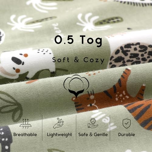Yoofoss Baby Sleep Sack 6-12 Months 0.5 Tog Wearable Blanket for Baby, 3 Pack 100% Organic Cotton Infant Toddler Sleeping Sack 2-Way Zipper Lightweight Sleep Sack