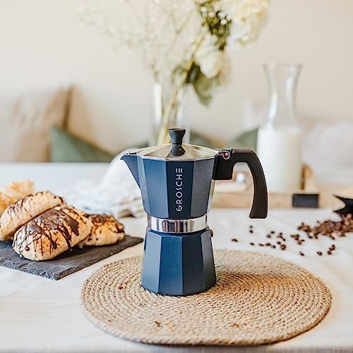 GROSCHE Milano Stovetop Espresso Maker Moka Pot 9 espresso Cup 15.2 oz Blue